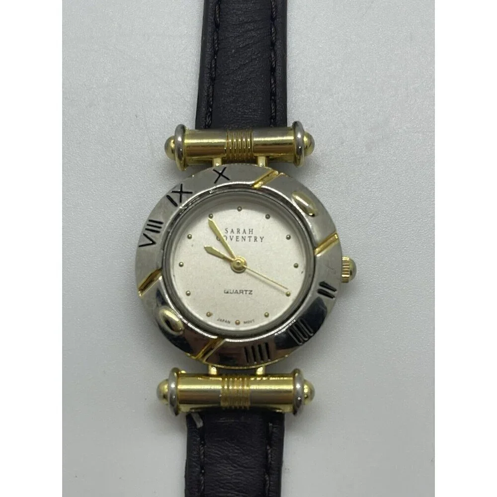 Sarah Coventry Women's LSC279S Japan 2 Tone Round Face Watch Leather Band